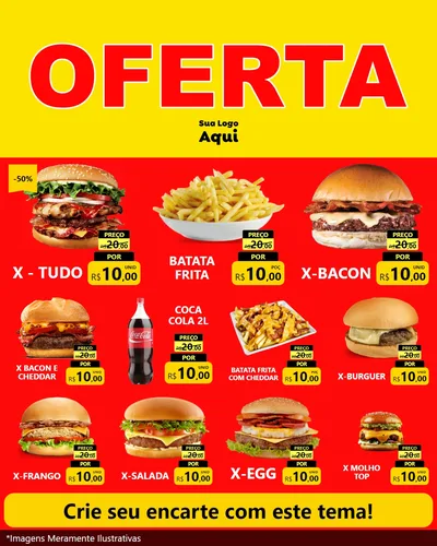 Modelo de Rede Social para Feed Instagram com o tema OFERTA - Vermelho Cartaz para Hamburgueria