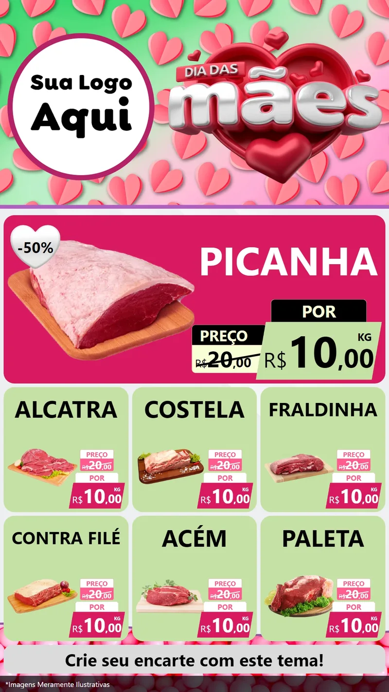 Modelo de Rede Social para Stories com o tema Dia das Mães para Açougue