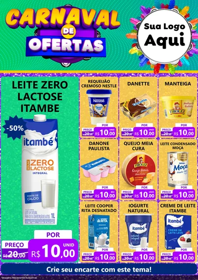 Modelo de Encarte para Encarte A4 Vertical com o tema Carnaval de Ofertas para Frios e Laticínios