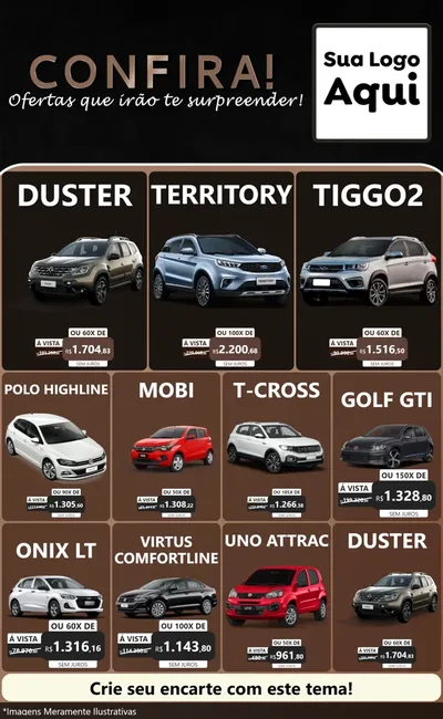 Modelo de Encarte para Encarte Grande com o tema Confira! Ofertas que irão te surpreender! para Concessionaria de Carros
