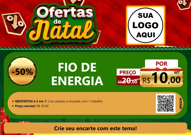 Modelo de Cartaz para Cartaz A4 Horizontal com o tema Ofertas de Natal para Materiais Elétricos