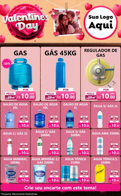 Modelo de Encarte para Encarte Grande com o tema Valentine's Day para Água e gás