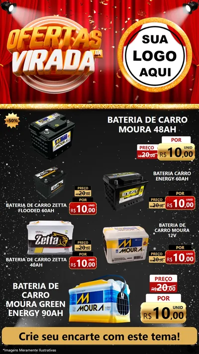Modelo de TV para TV Vertical com o tema Ofertas da Virada para Baterias Elétricas