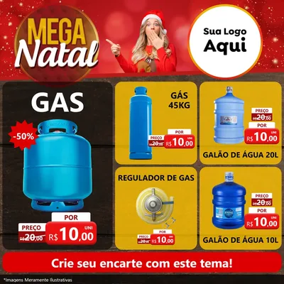 Modelo de Rede Social para Feed Facebook com o tema Mega Natal para Água e gás