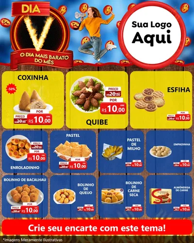 Modelo de Rede Social para Feed Instagram com o tema Dia V - O Dia Mais Barato Do Mês para Salgadaria