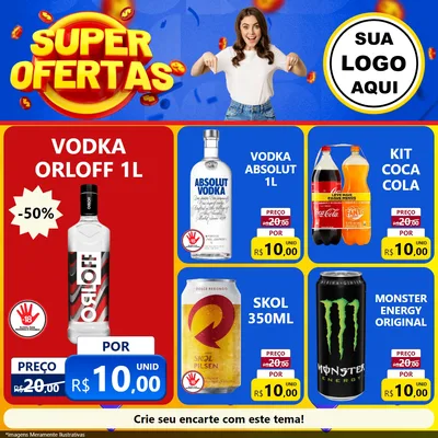 Modelo de Rede Social para Feed Facebook com o tema Super Ofertas para Distribuidora de bebidas