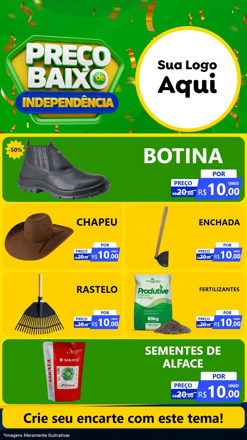 Modelo de TV para TV Vertical com o tema Preço Baixo de Independência para Agropecuária