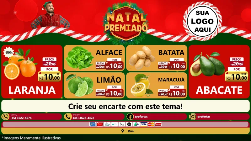 Modelo de TV para TV Horizontal com o tema Natal Premiado para Hortifrúti