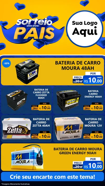 Modelo de TV para TV Vertical com o tema Sorteio Dia dos Pais para Baterias Elétricas