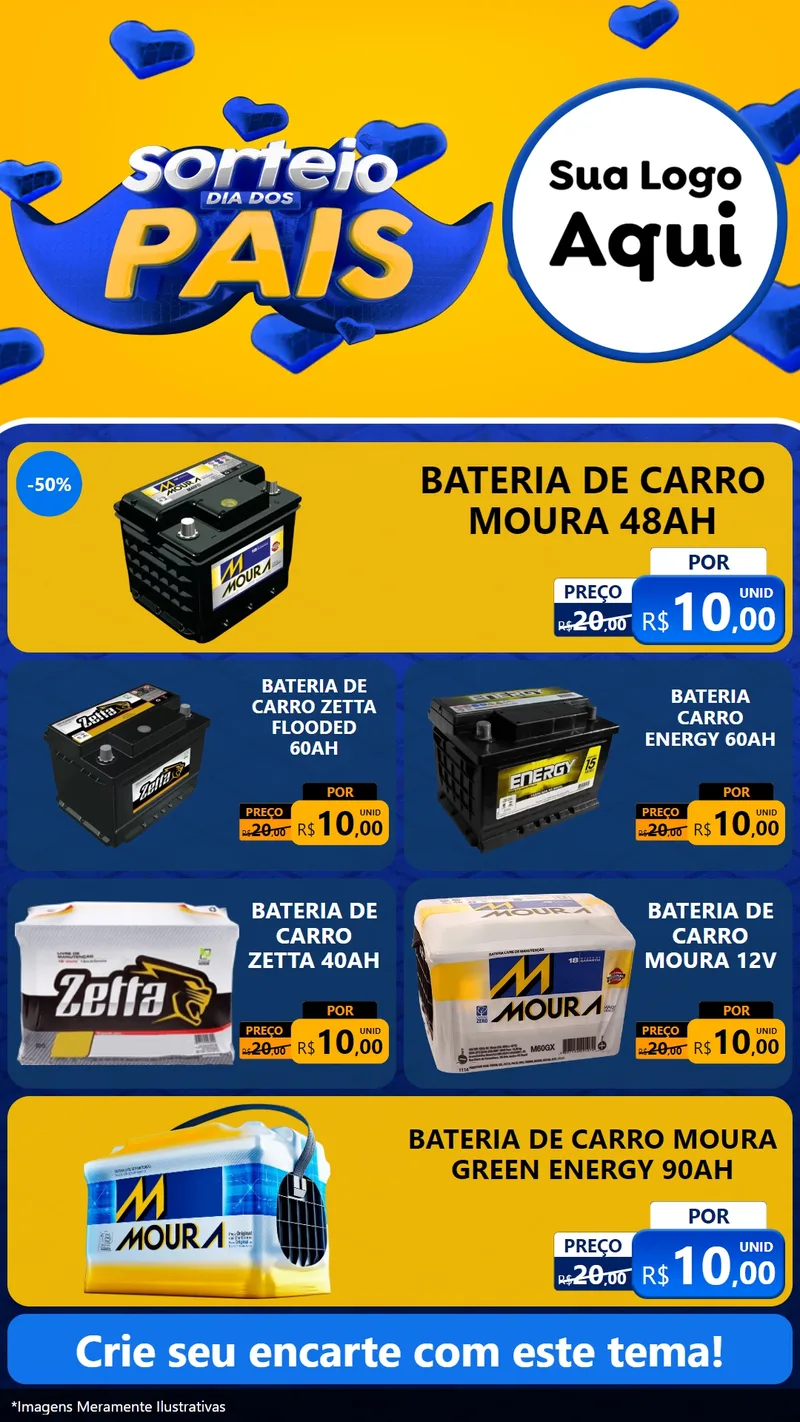 Modelo de TV para TV Vertical com o tema Sorteio Dia dos Pais para Baterias Elétricas