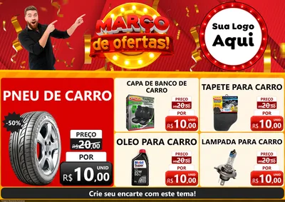 Modelo de Encarte para Encarte A4 Horizontal com o tema Março de Ofertas! para Auto peças