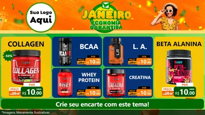 Modelo de TV para TV Horizontal com o tema Janeiro - Economia Garantida para Suplementos alimentares