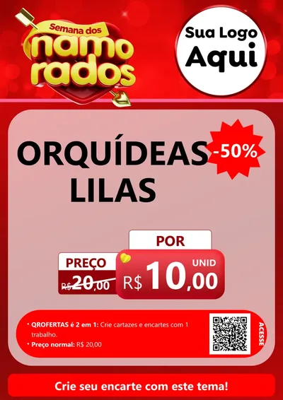 Modelo de Cartaz para Cartaz A4 Vertical com o tema Semana dos namorados para Floricultura e jardim