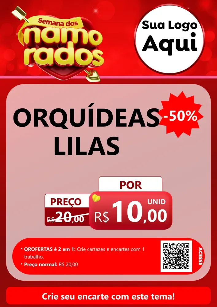Modelo de Cartaz para Cartaz A4 Vertical com o tema Semana dos namorados para Floricultura e jardim