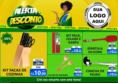Modelo de Encarte para Encarte A4 Horizontal com o tema Alerta de Desconto para Utilidades Domésticas