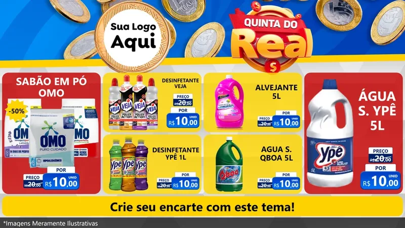Modelo de TV para TV Horizontal com o tema Quinta do Real para Produtos de Limpeza
