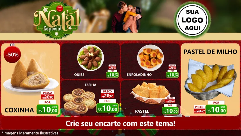 Modelo de TV para TV Horizontal com o tema Natal Especial para Salgadaria