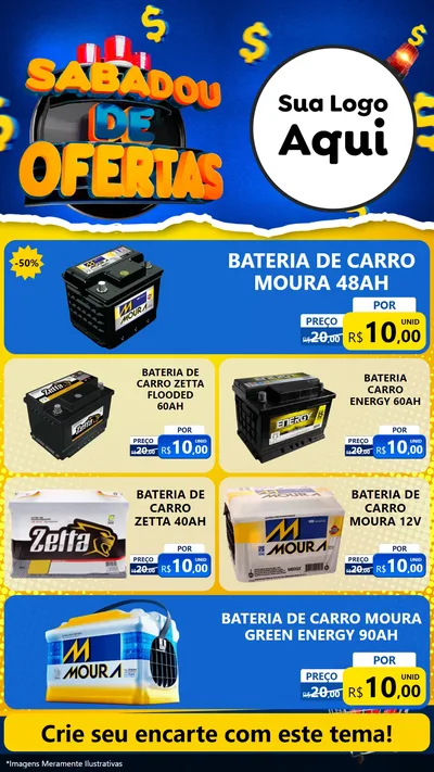Modelo de TV para TV Vertical com o tema Sabadou de Ofertas para Baterias Elétricas
