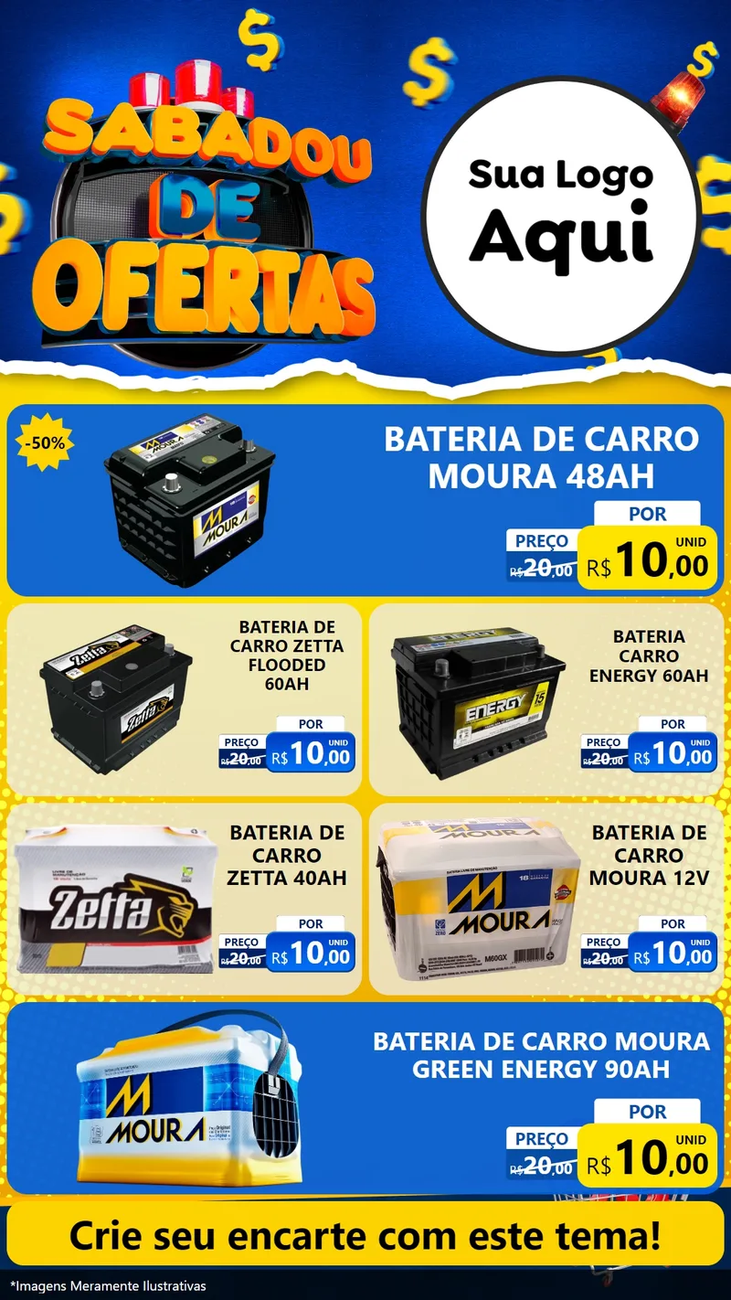Modelo de TV para TV Vertical com o tema Sabadou de Ofertas para Baterias Elétricas