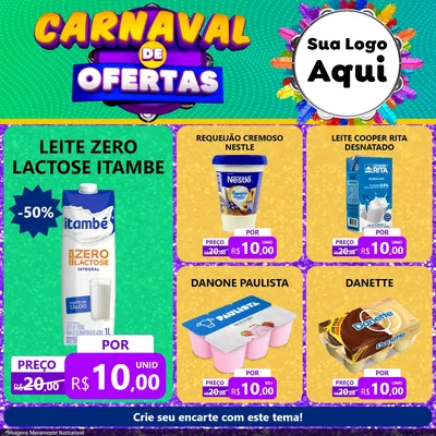 Modelo de Rede Social para Feed Facebook com o tema Carnaval de Ofertas para Frios e Laticínios