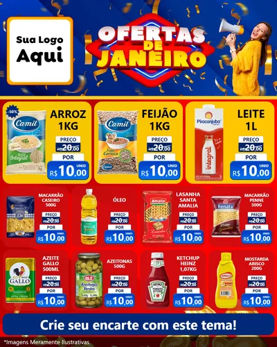 Modelo de Rede Social para Feed Instagram com o tema Ofertas de Janeiro para Supermercado