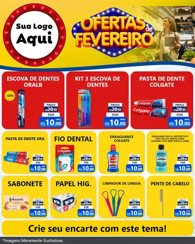 Modelo de Rede Social para Feed Instagram com o tema Ofertas de Fevereiro para Higiene Pessoal