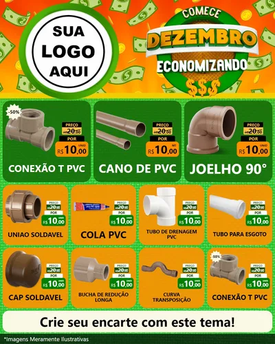 Modelo de Rede Social para Feed Instagram com o tema Comece Dezembro Economizando para Tubos e conexões