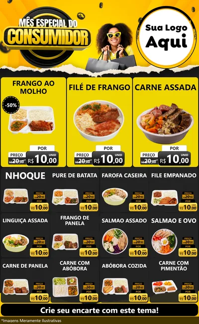 Modelo de Encarte para Encarte Grande com o tema Mês Especial do Consumidor para Restaurante