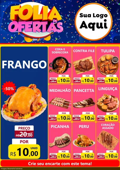 Modelo de Encarte para Encarte A4 Vertical com o tema Folia de Ofertas para Assados