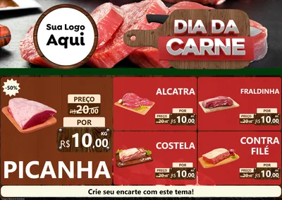 Modelo de Encarte para Encarte A4 Horizontal com o tema Dia da Carne para Açougue