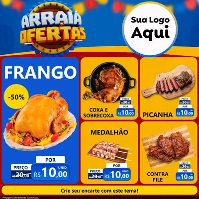 Modelo de Rede Social para Feed Facebook com o tema Arraiá de Ofertas - Junina para Assados