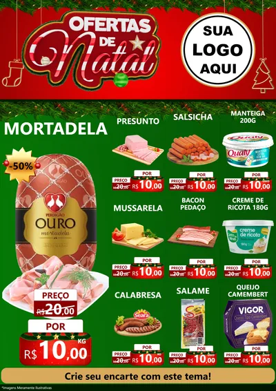 Modelo de Encarte para Encarte A4 Vertical com o tema Ofertas de Natal para Frios e Laticínios