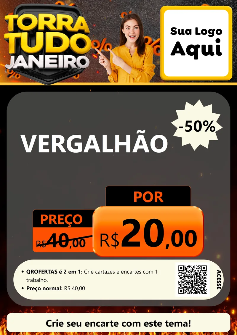 Modelo de Cartaz para Cartaz A4 Vertical com o tema Torra Tudo Janeiro para Ferragens