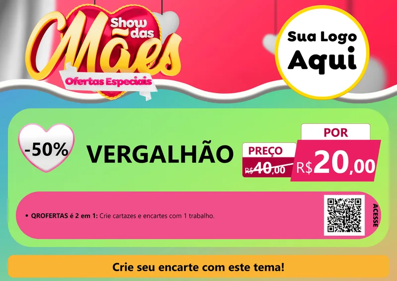 Modelo de Cartaz para Cartaz A4 Horizontal com o tema Show das Mães - Ofertas Especiais para Ferragens