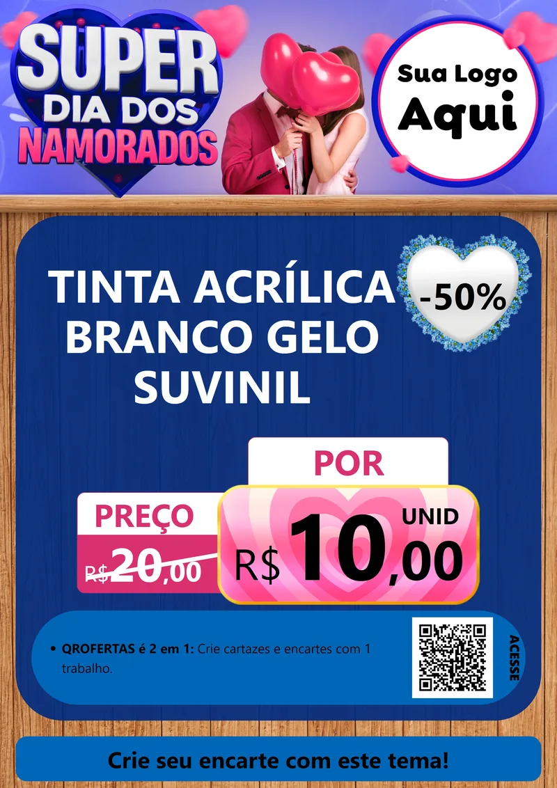 Modelo de Cartaz para Cartaz A4 Vertical com o tema Super Dia dos Namorados para Tintas e Ferramentas
