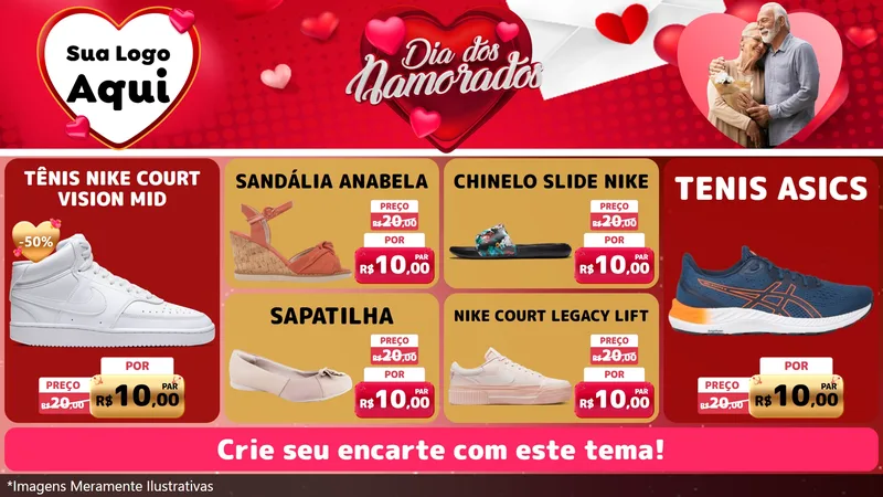 Modelo de TV para TV Horizontal com o tema Dia Dos Namorados para Calçados