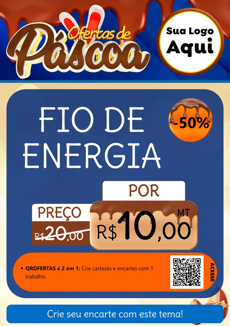 Modelo de Cartaz para Cartaz A4 Vertical com o tema Ofertas de Páscoa para Materiais Elétricos
