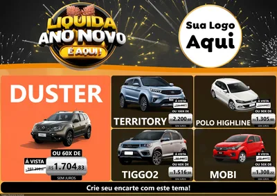 Modelo de Encarte para Encarte A4 Horizontal com o tema Liquida Ano Novo É Aqui! para Concessionaria de Carros