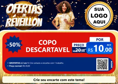 Modelo de Cartaz para Cartaz A4 Horizontal com o tema Ofertas de Réveillon para Embalagens