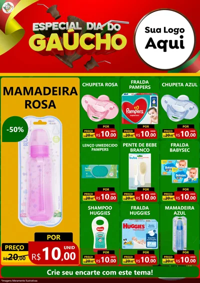 Modelo de Encarte para Encarte A4 Vertical com o tema Especial Dia do Gaúcho para Bebês