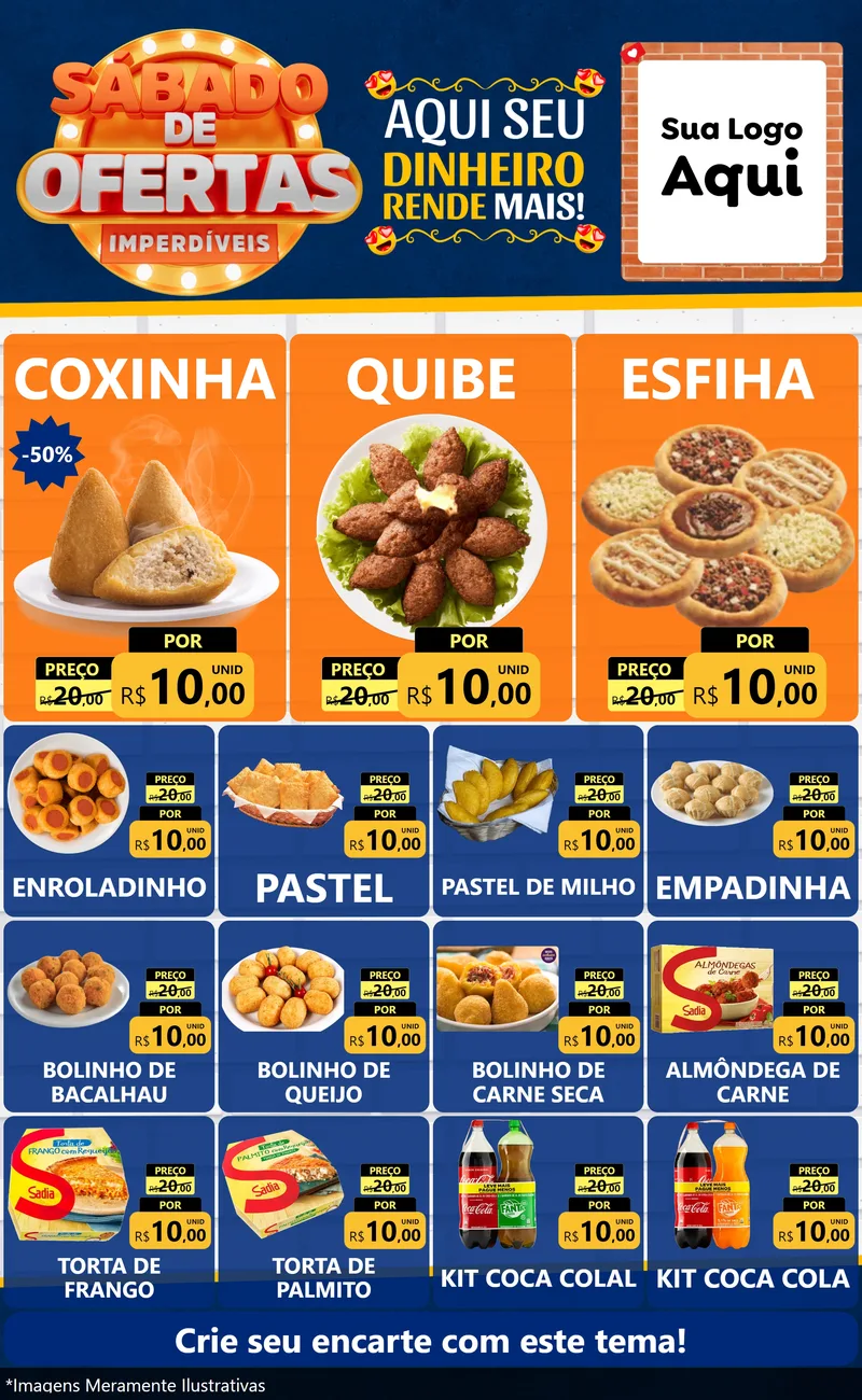 Modelo de Encarte para Encarte Grande com o tema Sábado de Ofertas Imperdíveis para Salgadaria