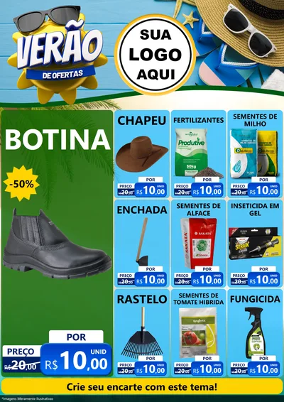 Modelo de Encarte para Encarte A4 Vertical com o tema Verão de Ofertas para Agropecuária