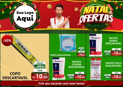 Modelo de Encarte para Encarte A4 Horizontal com o tema Natal de Ofertas para Embalagens