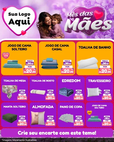 Modelo de Rede Social para Feed Instagram com o tema Mês das Mães para Cama, Mesa e Banho