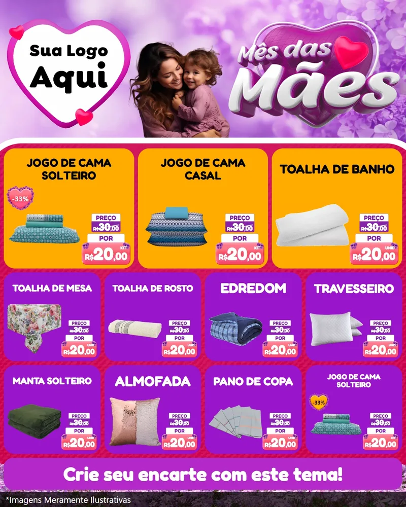 Modelo de Rede Social para Feed Instagram com o tema Mês das Mães para Cama, Mesa e Banho