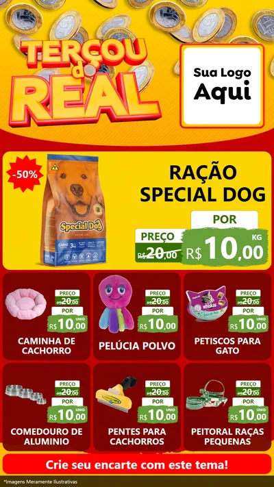 Modelo de Rede Social para Stories com o tema Terçou do Real para Pet Shop