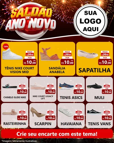 Modelo de Rede Social para Feed Instagram com o tema Saldão de Ano Novo para Calçados
