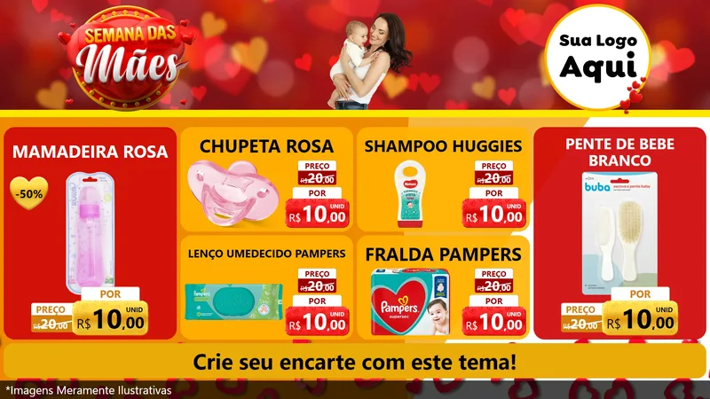 Modelo de TV para TV Horizontal com o tema Semana das Mães para Bebês
