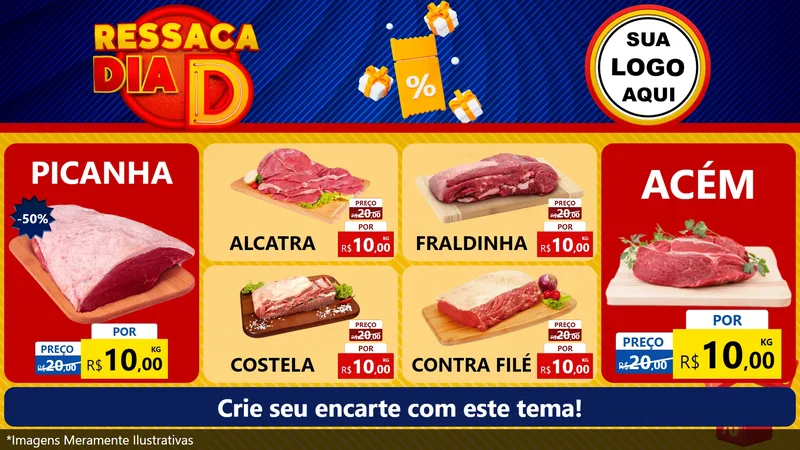 Modelo de TV para TV Horizontal com o tema Ressaca Dia D para Açougue