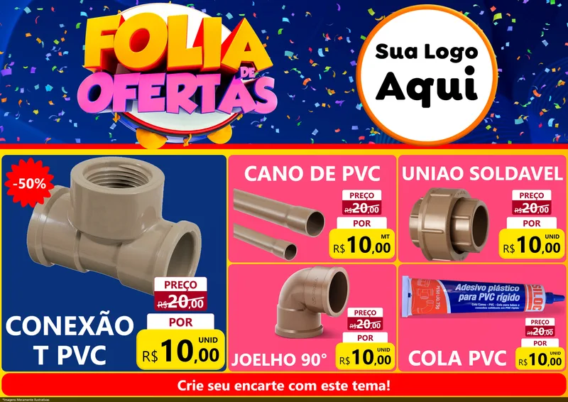 Modelo de Encarte para Encarte A4 Horizontal com o tema Folia de Ofertas para Tubos e conexões